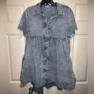 Vici Washed Blue Button-Down Shirt
